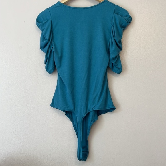 Intimately Free People So Fresh Puff Sleeve Bodysuit Larkspur Blue Medium New - Picture 7 of 11